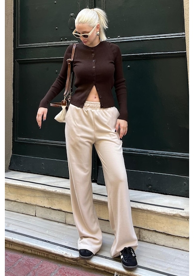 Madmext Bej Beli Lastikli Yüksek Bel İspanyol Paça Triko Eşofman Mg2211 Bej Madmext Bej Beli Lastikli Yüksek Bel İspanyol Paça Triko Eşofman Mg2211 Bej
