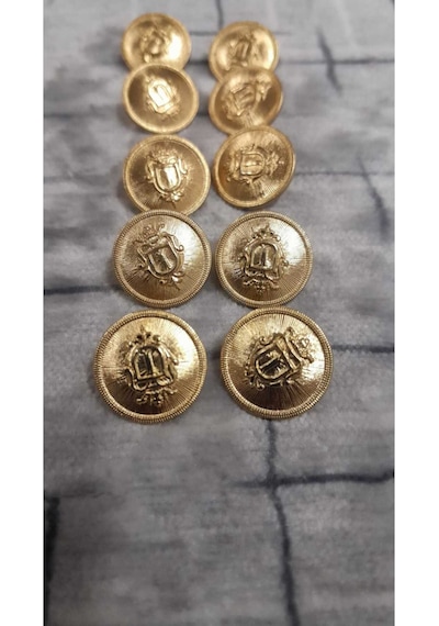 Gold Metal Düğme 24 Boy 14 Mm ,10 Adet