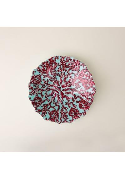 Deco Mercan Dekoratif Tabak - Turkuaz / Kırmızı - 40 Cm