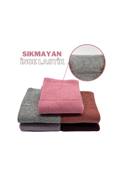 5 Çift Kadın Sıkmayan Lastikli, Diyabetik Pamuklu Soket Çorap Bordro-pembe-somon-lila-gri