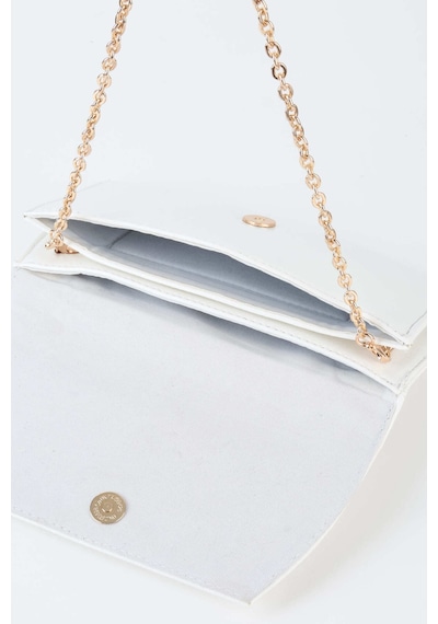 Vivaq Kadın Beyaz Zarf Tasarım 2 Bölmeli Mini Zincir Askılı Çıt Çıt Kapama Clutch Ve El Çantası