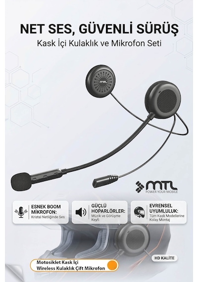 Kask İçi Bluetooth Kulaklık -otomatik Cevaplama Universal İos & Android Destekli Mt-a962