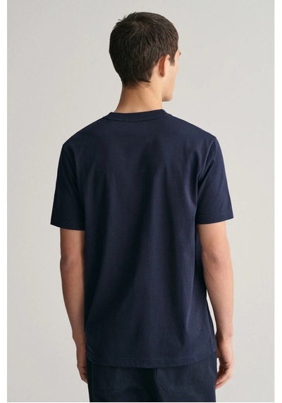 Gant Saf Pamuk Regular Fit Bisiklet Yaka Erkek Tişört 433.l Lacivert