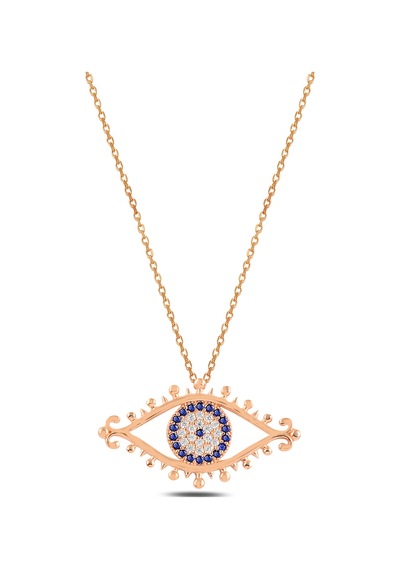 Çekirdekjewelry 925 Ayar Gümüş Kaplama Nazar Göz Kolye Pembe