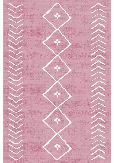 Pembe Etnik Desen Moroccan Leke Tutmaz Masa Örtüsü Mso194n11