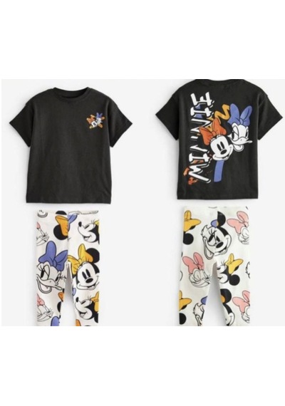 Lolliboomkids Kız Çocuk Karakter Baskı Desenli Sırt Detay T-shirt Tayt Alt Üst Takım Siyah Beyaz Siyah - Beyaz