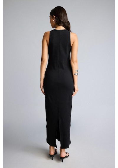 Defacto Bodycon Vücudu Saran Halter Yaka Ribana Kolsuz Siyah Maxi Elbise H7119ax26smbk81 Siyah-bk81