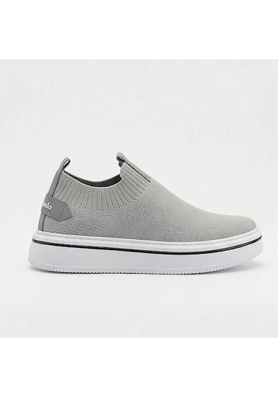 Daytex 1111 Erkek Slip-on - Full Triko Örgü Sportif Kalın Eva Taban Sneaker Gri