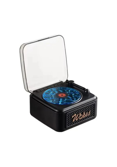 Kargo Nostalji Mini Plak Görünümlü Radyolu Bluetooth Hoparlör 3d Ses Dalgası Retro Müzik Plak Siyah Najmaddin