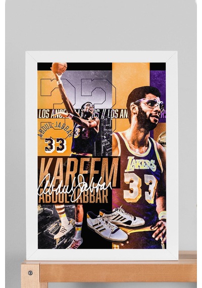Kareem Abdul Jabbar Çerçeveli Tablo - Los Angeles Lakers Nba Posteri Tablo