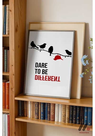 Dare To Be Different Kuşlar, Siyah Çerçeveli Duvar Tablosu - Motivasyon Hediyesi
