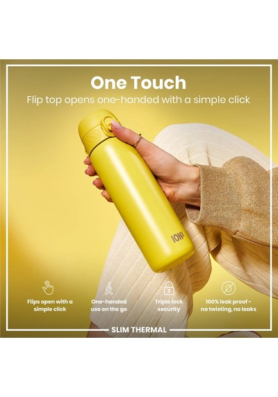 Ion8 - İnce Su Termosu - Sarı - 500 Ml - Sızdırmaz