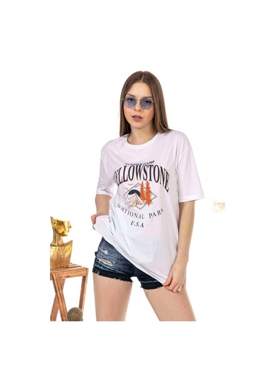 Kadın Oversize Yellowstone Baskılı Tshirt (534304808)