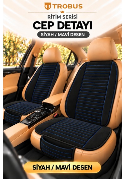 Trobus Ritim Hyundai H100 1994-2012 Baby Face 5'li Koltuk Minderi Siyah Mavi Desen