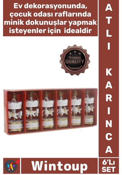 Atlıkarınca Hediyelik Dekoratif Süsleme Bebek Şekeri Mevlüt Obje 6'lı Gold Beyaz Ufak Atlı Karınca