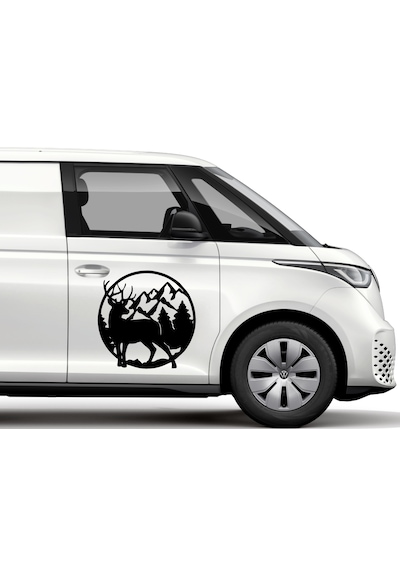 Avcı Geyik Ve Dağ Sticker - 4x4 Off Road Adventure Hunter Sticker - Araba Oto Karavan Cam Motosiklet Sticker - 02169 80x80 Cm