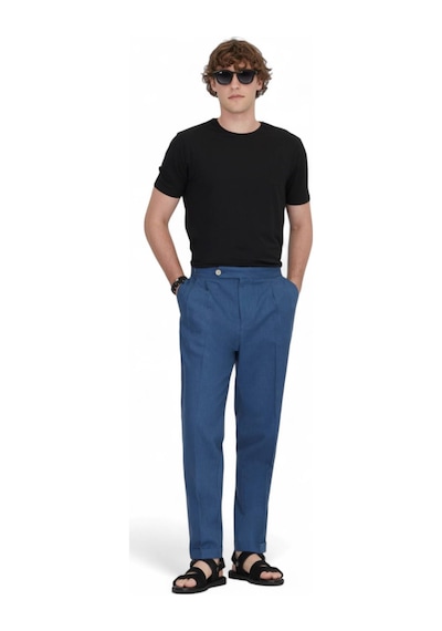Kip İndigo Dokuma Carrot Fit Casual Pamuk Karışımlı Pantolon İndigo