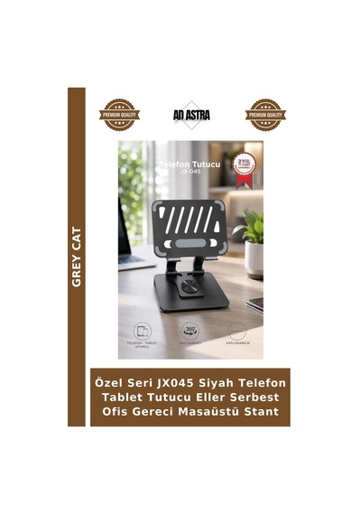 Özel Seri Jx045 Siyah Telefon Tablet Tutucu Eller Serbest Ofis Gereci Masaüstü Stant