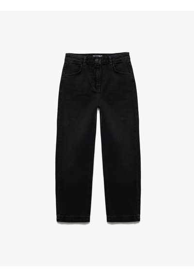 Koton Rahat Kalıp Düğmeli Pamuklu Jean Pantolon Siyah 5skb40030td Siyah