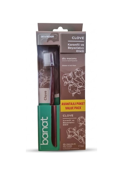3 Adet Banat Clove Set Diş Fırçası + Diş Macunu 50 Ml
