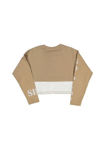 Zeyland Kız Çocuk Go Play Fileli Crop Bej Sweatshirt (4-12Yaş)