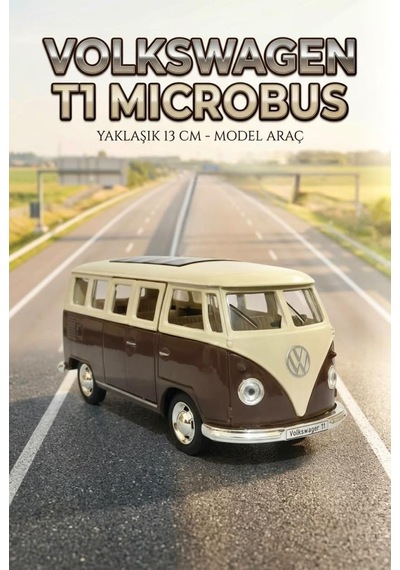 Hobbiez Lisanslı Volkswagen T1kapıları Açılabilir Model Diecast 1/32 Ölçek Metal Standlı Araç