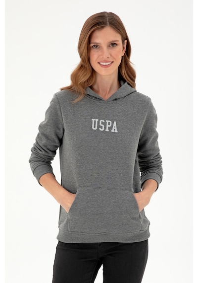 U.S. Polo Assn. Kadın Antrasit Melanj Basic Kapüşonlu Sweatshirt 50289536-VR081