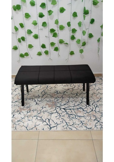 Özcan Metal Metal Tasarım Ayaklı Metal Kasalı Bench Mutfak Salon Antre Yatak Odası Puf Bank Siyah