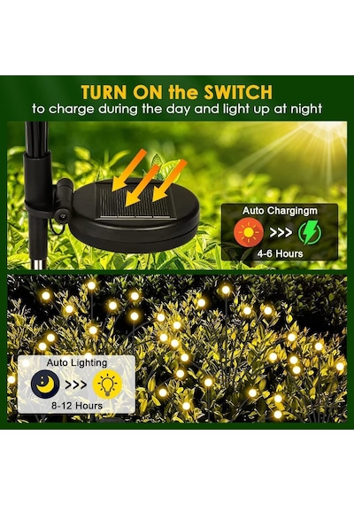 Brokoli Home Güneş Ateşböceği Işıkları, 2'li Paket 16 Led Solar Bahçe Işıkları, Güneş Enerjili Salla