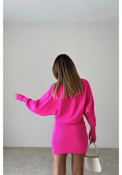 Rabia Çelik Kadın Pembe Balıkçı Yaka Parmak Geçirmeli Alt-üst Etek Kazak Takım Pembe Pembe Rabia Çelik Kadın Pembe Balıkçı Yaka Parmak Geçirmeli Alt-üst Etek Kazak Takım Pembe Pembe