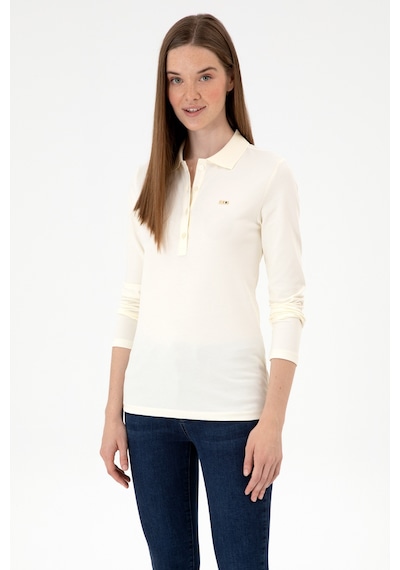 U.S. Polo Assn. Kadın Krem Basic Polo Yaka Sweatshırt 50313593-VR256