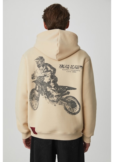 Grımelange Edgar  Erkek Yumuşacık Kapüşonlu Oversize Bej Sweatshirt