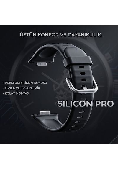 Caseonn Huawei Watch Fit 3 Kordon Esnek Spor Silikon Kayış Koyu Yeşil