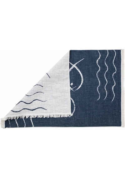 Mudo Home Larıssa Fısh Çift Taraflı Halı Lacivert Beyaz 120x180