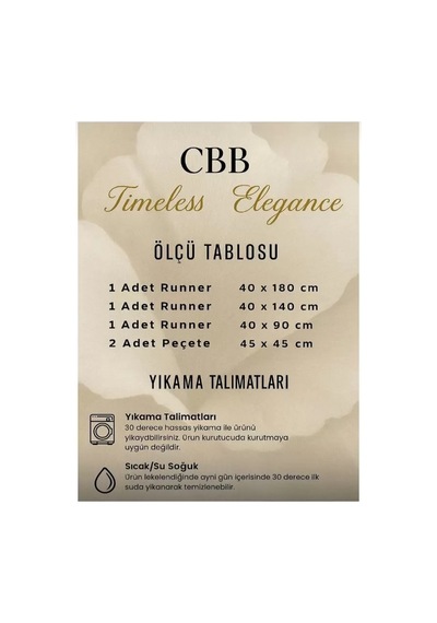 Salon Takımı 5 Parça Dantelli Keten Masa Örtüsü Runner Seti Çeyizlik Pera Model No 3982 Krem Sarı