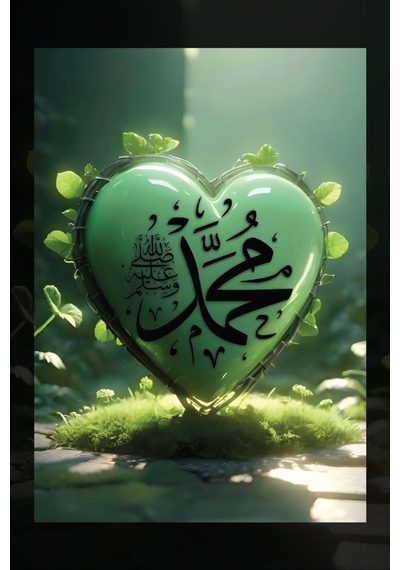 Yeşil Kalp Hz Muhammed S.a.v Kanvas Tablo