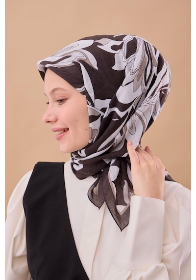 Silk Home Olinda İpek Eşarp 47003-03 Soluk Siyah, Gri, Füme, Gümüş, Beyaz