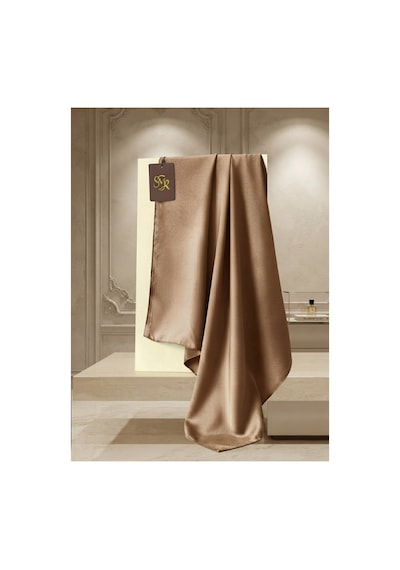 Flora Tekstil Kristal Eşarp Parlak Saten Dokulu Tesettür Abiye Eşarp 95x95 Cm Kahverengi