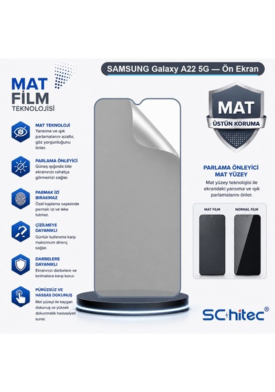 Samsung Galaxy A22 5g Uyumlu Ön Yüzey Mat Hidrojel Ekran Koruyucu 38018662