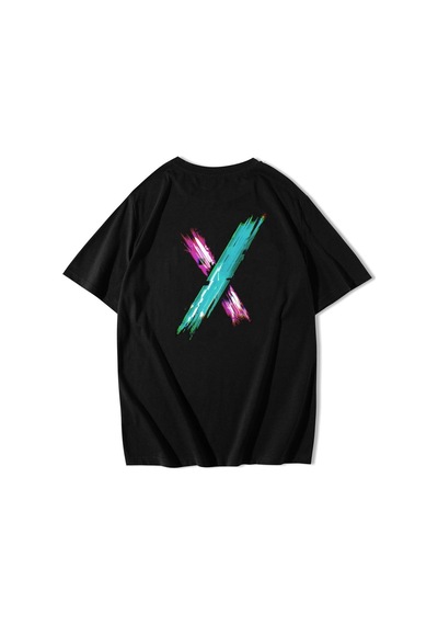 Brz Collection Unisex Oversize Arka Baskılı Electric X Logo T-shirt-siyah Siyah