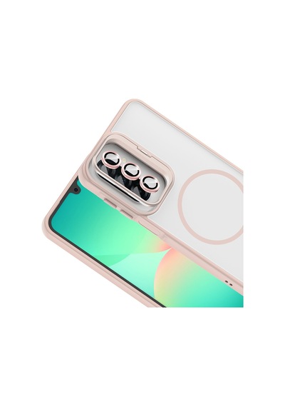 Samsung Uyumlu Galaxy A17 Kılıf Standlı Ve Kamera Lens li Etro Kapak Pembe