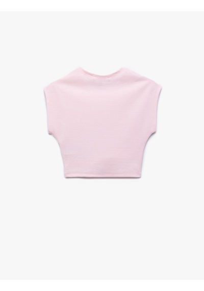 Koton Bisiklet Yaka Kolsuz Modal Karışımlı Slim Fit Crop Kadın Tişört Pembe 5sal10053ık Gül