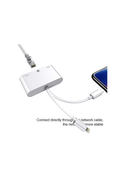 3 İn1 Şarj Adaptörü Lightning Type-c Girişini Kamera Fotoğraf Makinesi Lan Ethernet Girişine Çevirici Dönüştü