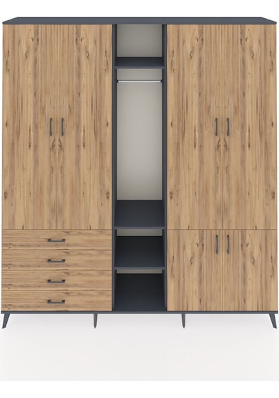 Hyperion Dolap 14 Raflı 4 Çekmeceli Tek Askılı 220x44x243 Antrasit-çam/çam Atlas Çam/atlas Çam Hyperion Dolap 14 Raflı 4 Çekmeceli Tek Askılı 220x44x243 Antrasit-çam/çam Atlas Çam/atlas Çam