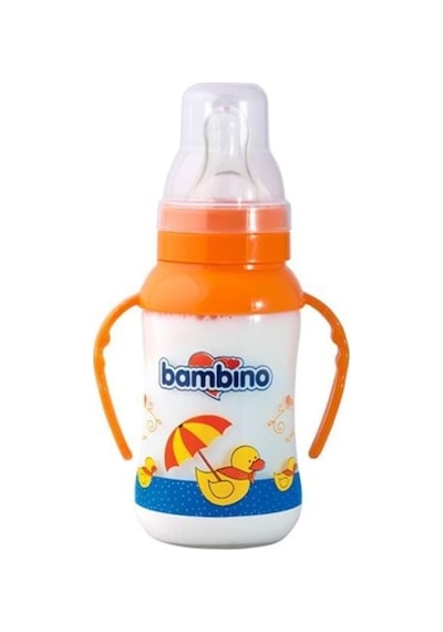 Bambino Natural PP Kulplu Biberon 150 ML Turuncu