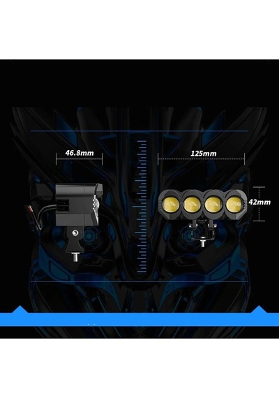 2 Adet Motosiklet 4 Led Lazer Sis Farı Delici Beyaz Sarı Çift Renk Metal Baykuş Led Işık