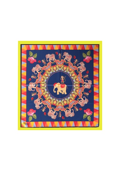 Inno 60x60 Cm Premium Saten Desenli Dikişli Fular Haki