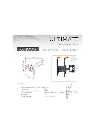 Ultımate Rx 1000 40'' 55'' Hareketli Tv Askı Aparatı