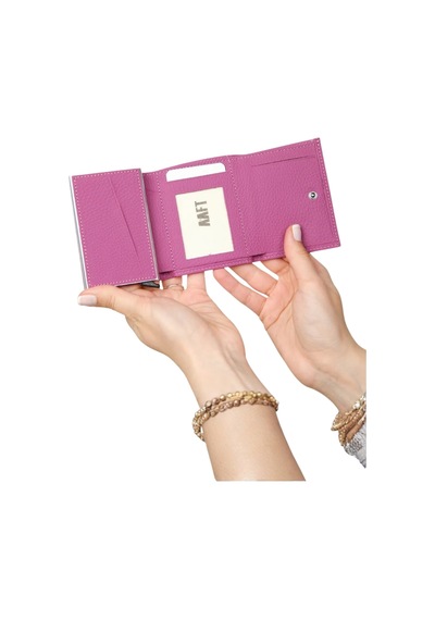 Mft Leather Hakiki Deri Erkek Mekanizmalı Cüzdan Retro 2660 Flother Mat Pembe