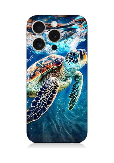 Apple Uyumlu iPhone 15 Pro Silikon Kılıf Deniz Kaplumbağası